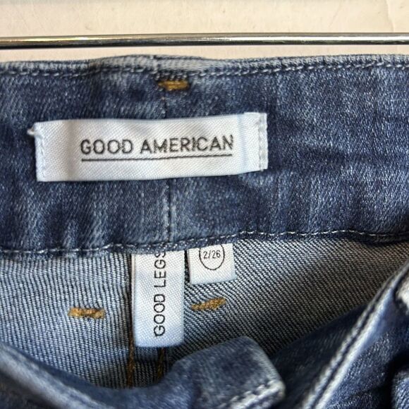 Good American Good Legs Jeans Size 2/26 Side Stripes Dark Wash Denim GLCA899T - Picture 5 of 6